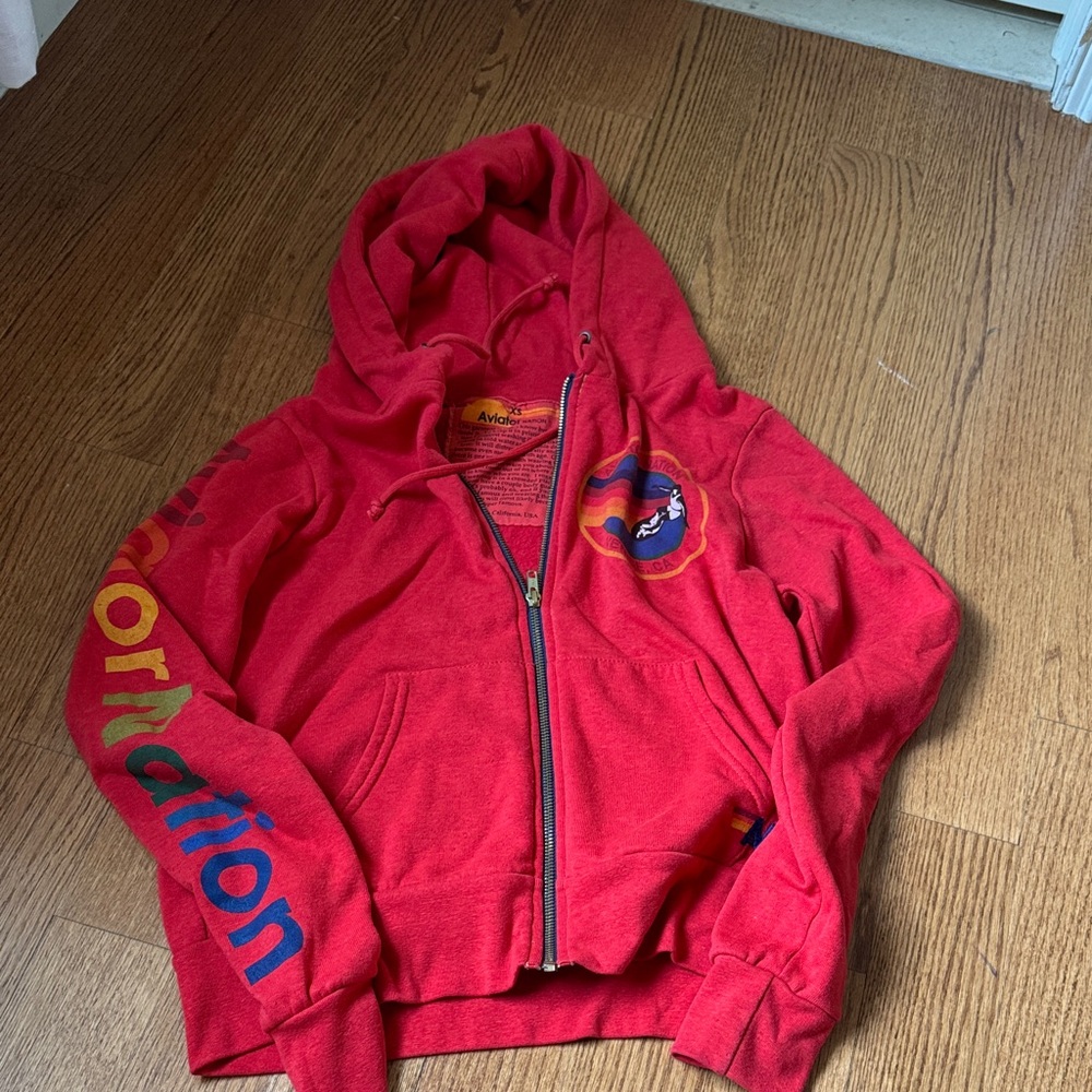 Aviator Nation Red Kids Hoodie with Multicolor Logo